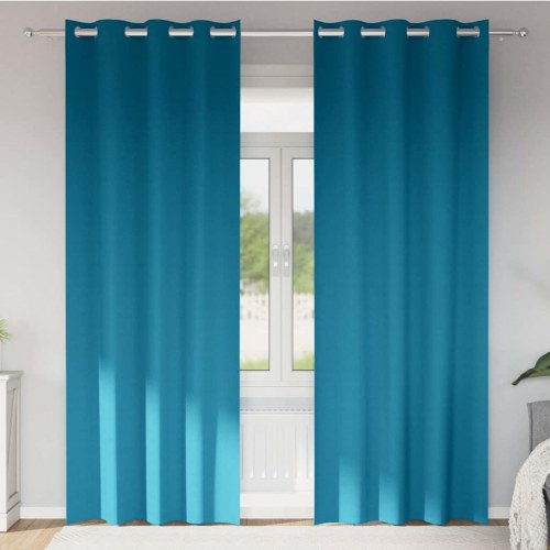 Gardiner med gardiner 2 stk Turkis 245 x 140 cm Polyester