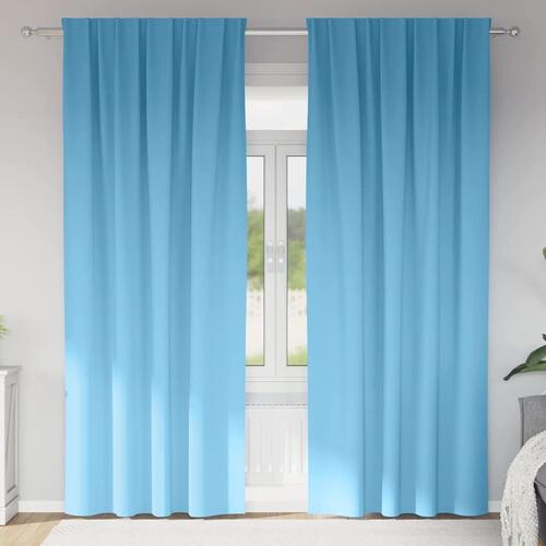 Gardiner med gardiner 2 stk Lyseblå 260 x 140 cm Polyester