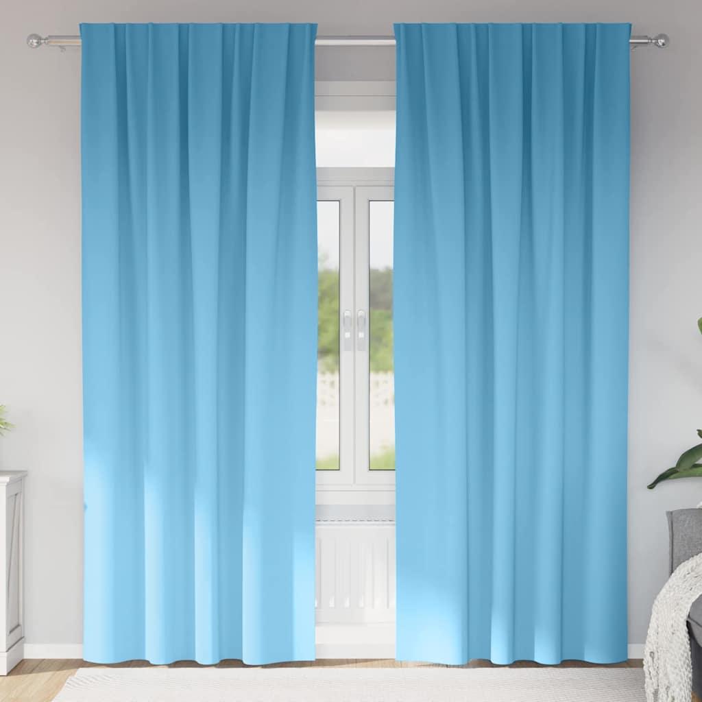 Gardiner med gardiner 2 stk Lyseblå 260 x 140 cm Polyester