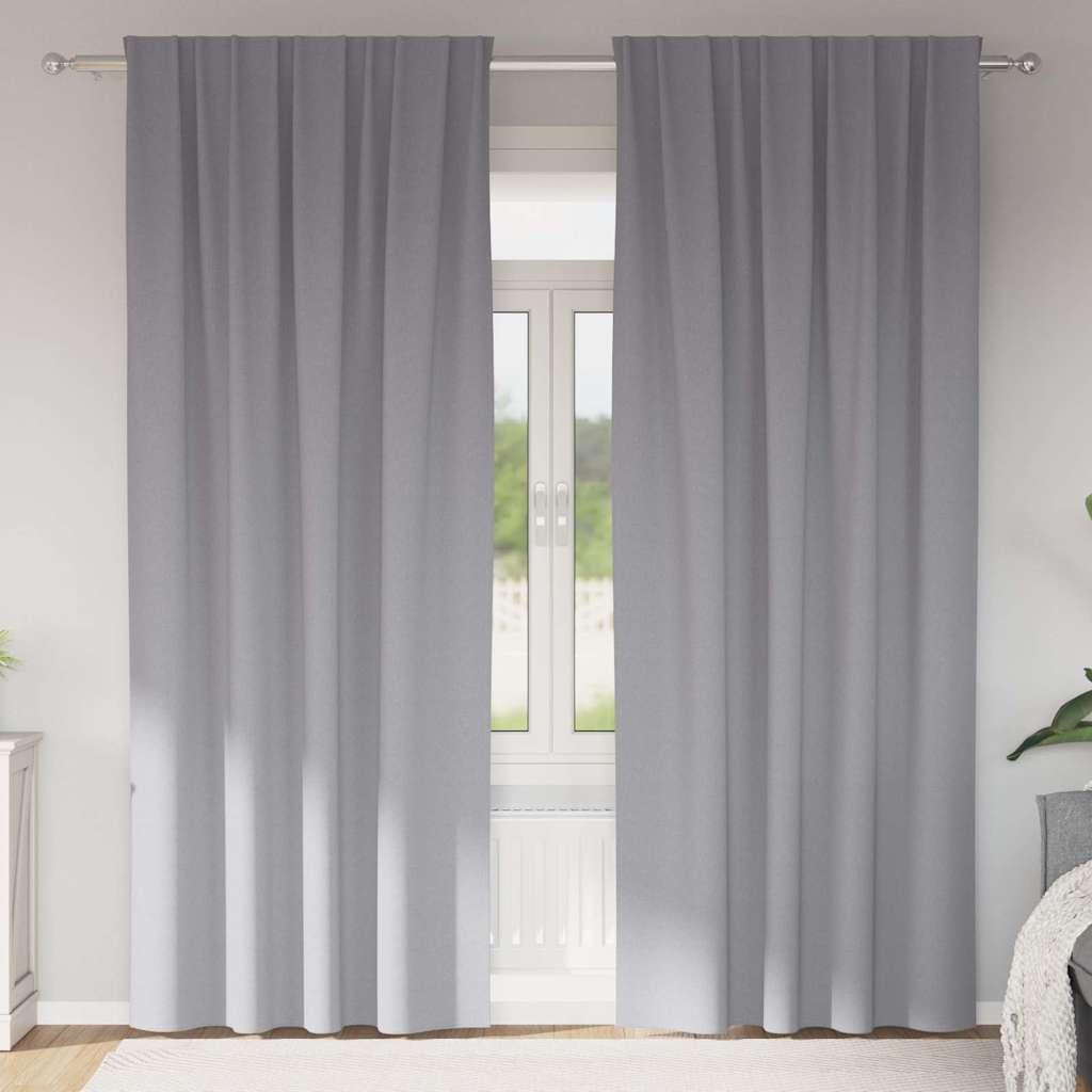 Gardiner med gardiner 2 stk Lysegrå 245 x 140 cm Polyester