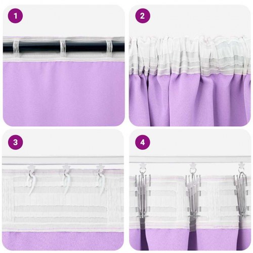 Gardiner med gardiner 2 stk Lilla 140 x 140 cm Polyester