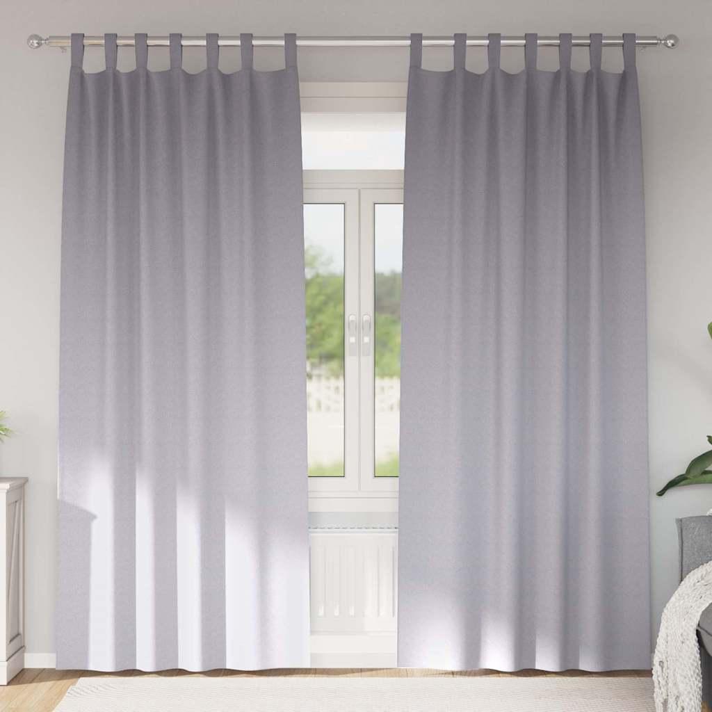 Gardiner med gardiner 2 stk Metal grå 260 x 140 cm Polyester