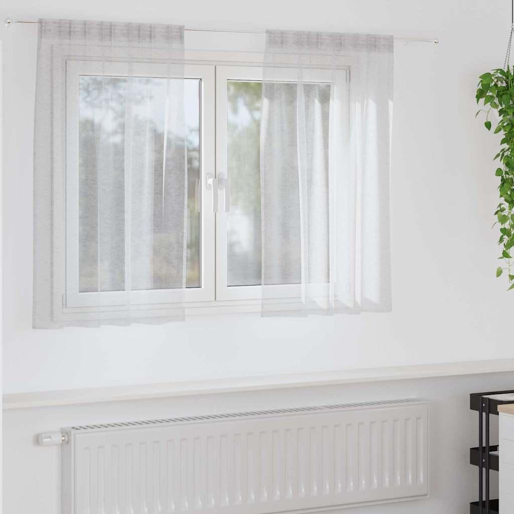 Gardiner med gardiner 2 stk Lysegrå 140 x 140 cm Polyester