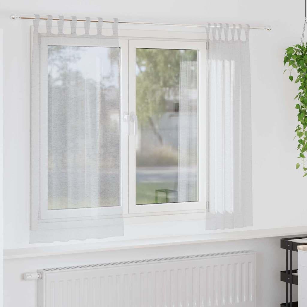 Gardiner med gardiner 2 stk Lysegrå 140 x 175 cm Polyester