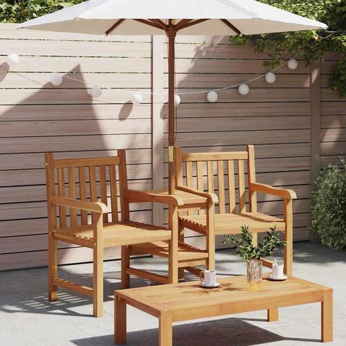 Udendørs Stole med hylde Geometrisk Brun 152 x 63 x 89 cm Massivt teaktræ
