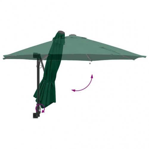 Væghængt Haveparasol med LED Grøn 248 cm