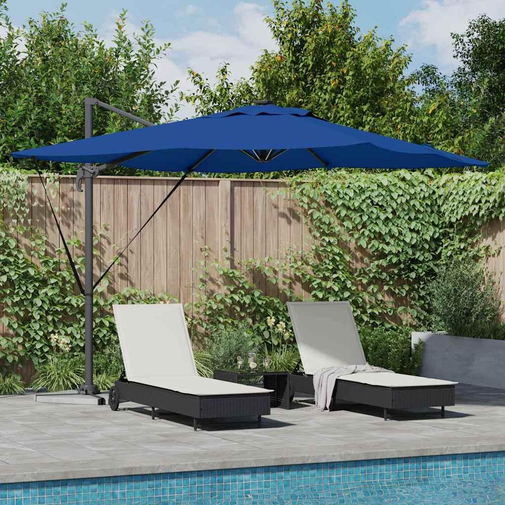 Kantilever parasol - azure blue 286 × 284 × 270 cm, rektangulær i aluminium og polyester