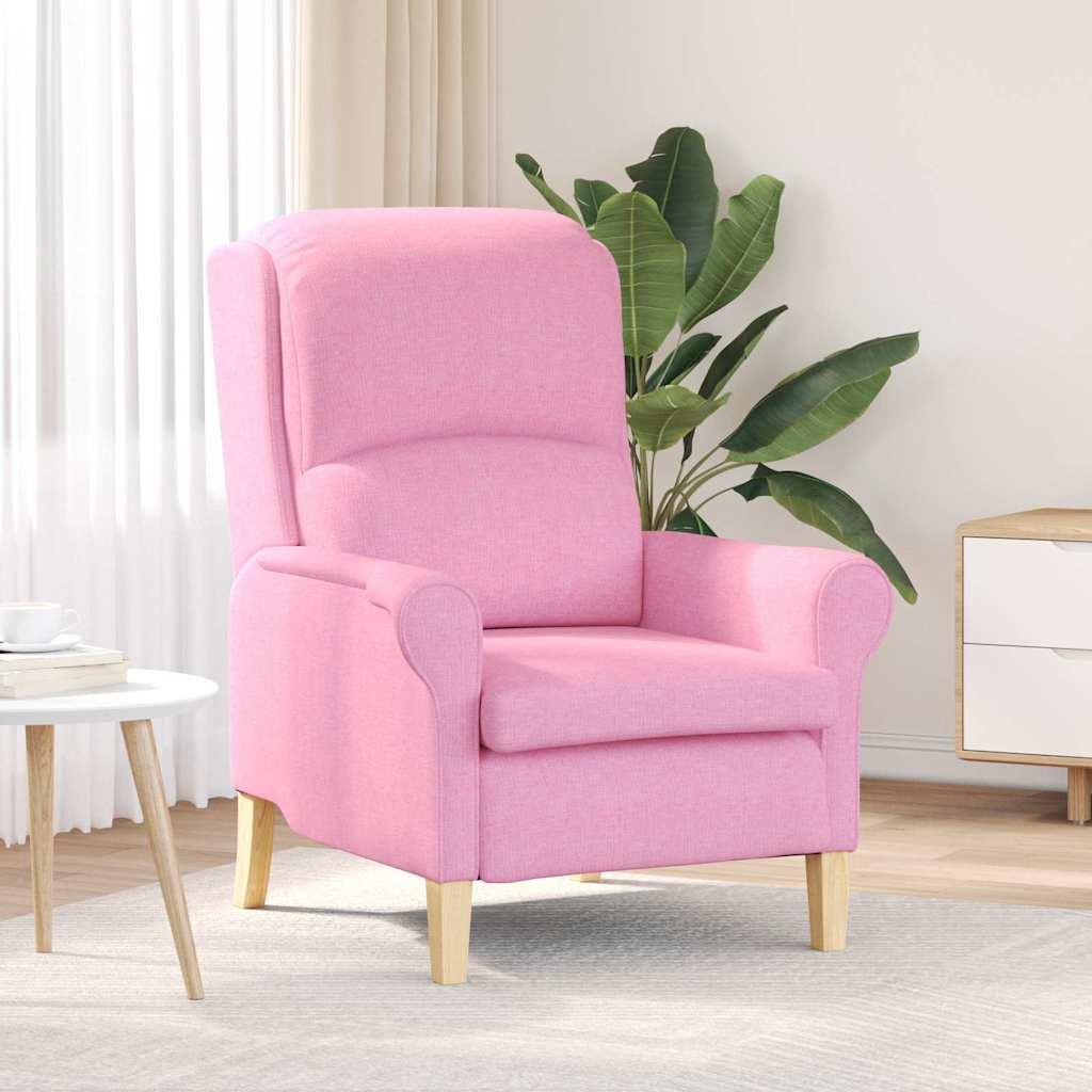 Lænestol i lyserødt stof - moderne armlænestol til stuen