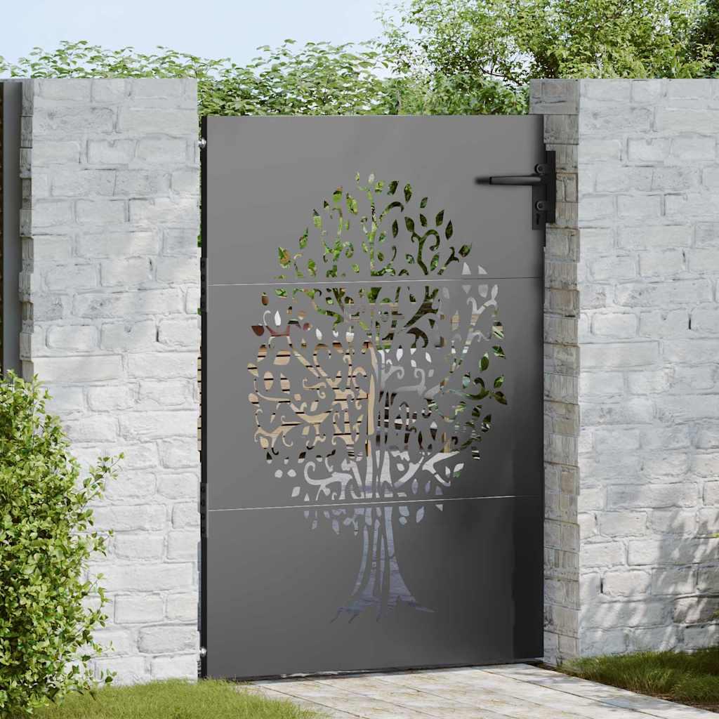 Haveport, Haveport 85x75 cm Corten StÃ¥l TrÃ¦design med lÃ¥s Sort