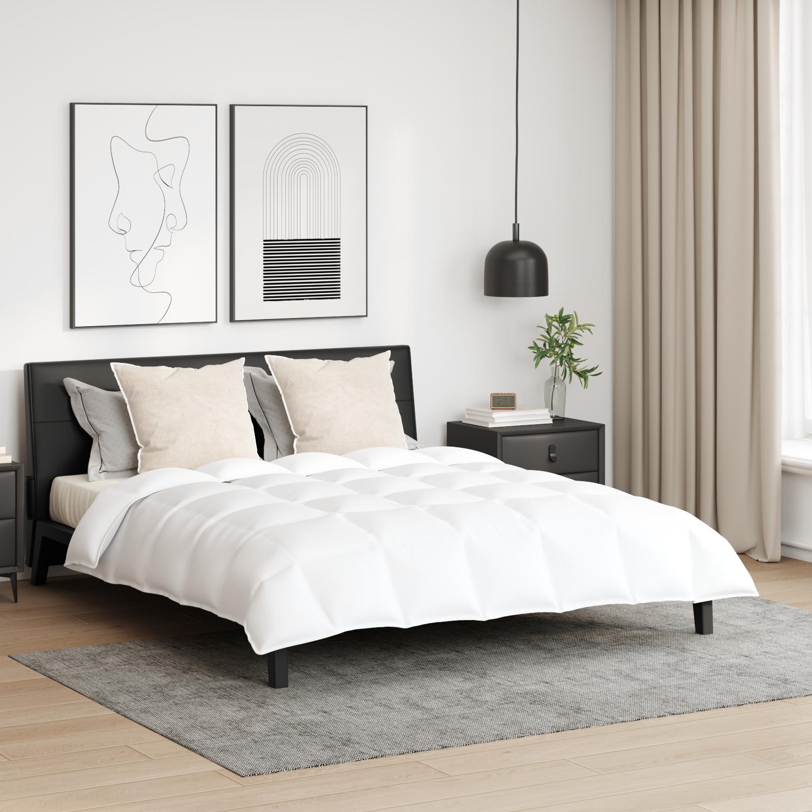 Dyne- og pudessæt 240 × 220 cm - hvid bomuld med dun/fjer (3 dele)
