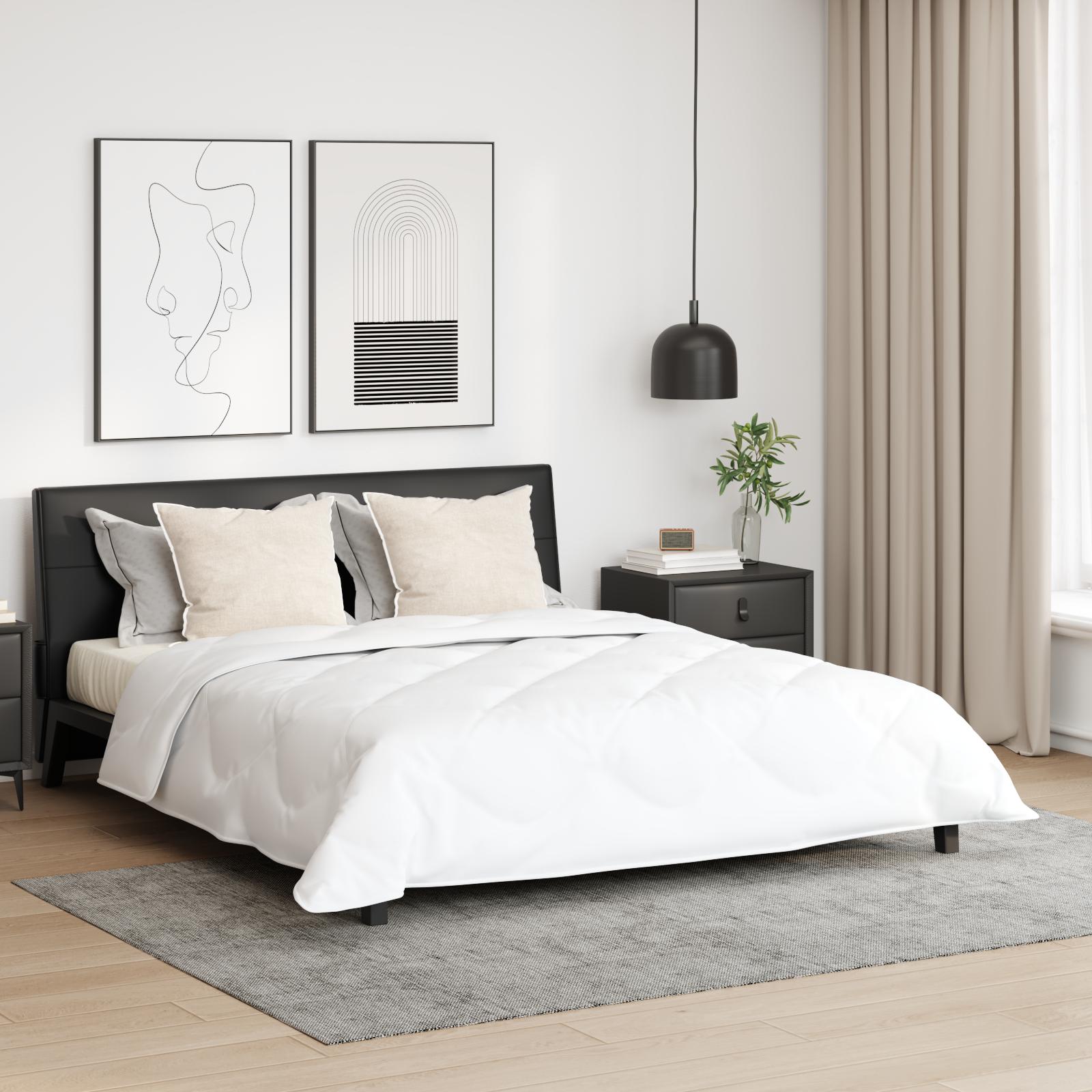 Dyne med 2 puder - hvid microfiber, 200 x 200 cm
