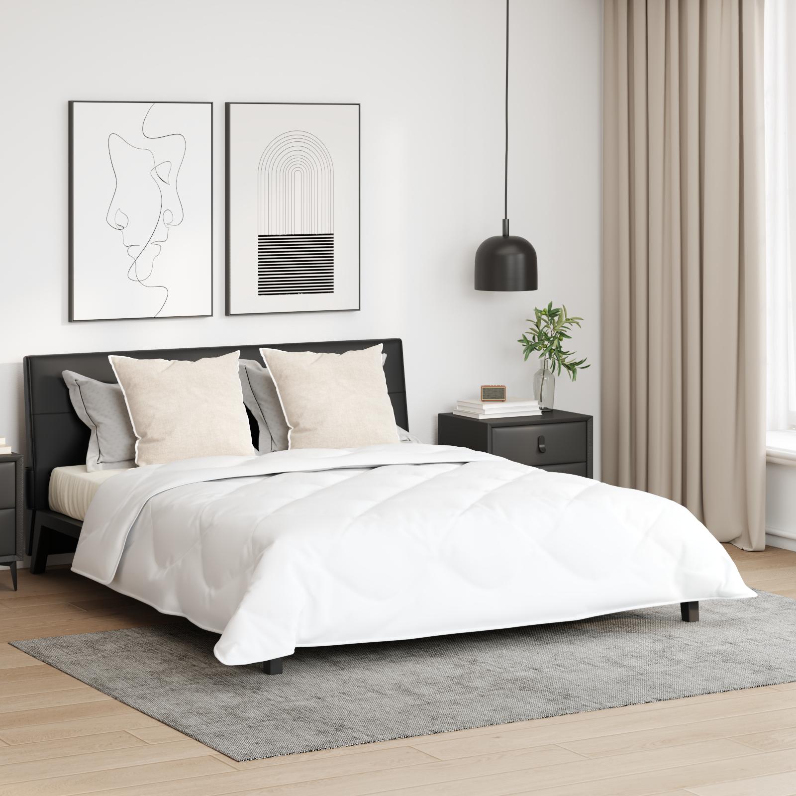 Dyne med 2 puder - hvid microfiber, 200 × 200 cm