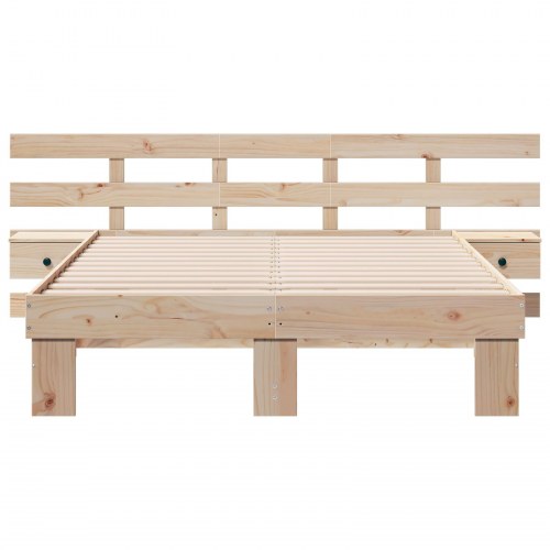 Sengestel med hovedgærde brun 135 x 190 cm i massiv fyrretræ