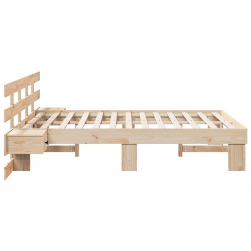 Sengestel med hovedgærde brun 135 x 190 cm i massiv fyrretræ