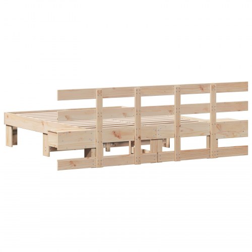 Sengestel med hovedgærde brun 135 x 190 cm i massiv fyrretræ
