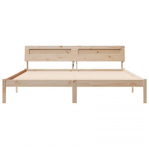Sengestel med hovedgærde i massiv fyrretræ 200 x 200 cm - brun