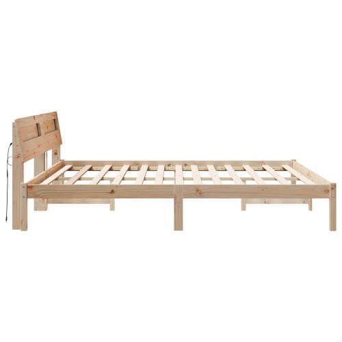 Sengestel med hovedgærde i massiv fyrretræ 200 x 200 cm - brun