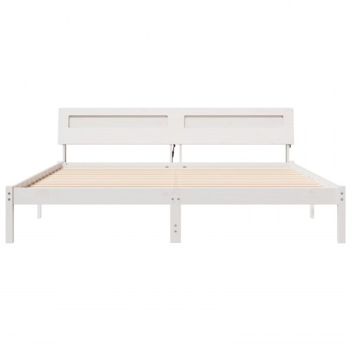 Sengestel med hovedgærde - hvid 200 x 200 cm