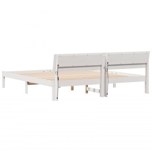 Sengestel med hovedgærde - hvid 200 x 200 cm