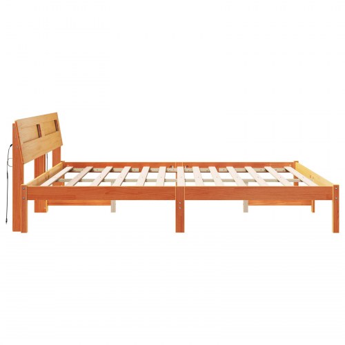 Sengestel med hovedgærde 200 x 200 cm - brun, massiv fyrretræ