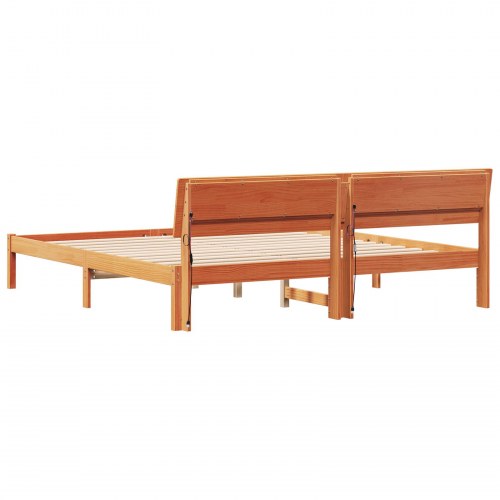 Sengestel med hovedgærde 200 x 200 cm - brun, massiv fyrretræ