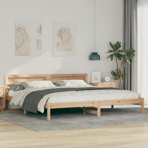 Sengestel med hovedgærde og LED - brun 200 x 200 cm