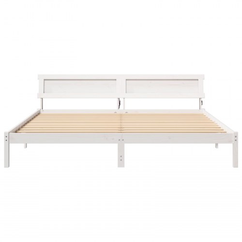 Sengestel med hovedgærde 200 x 200 cm - hvid