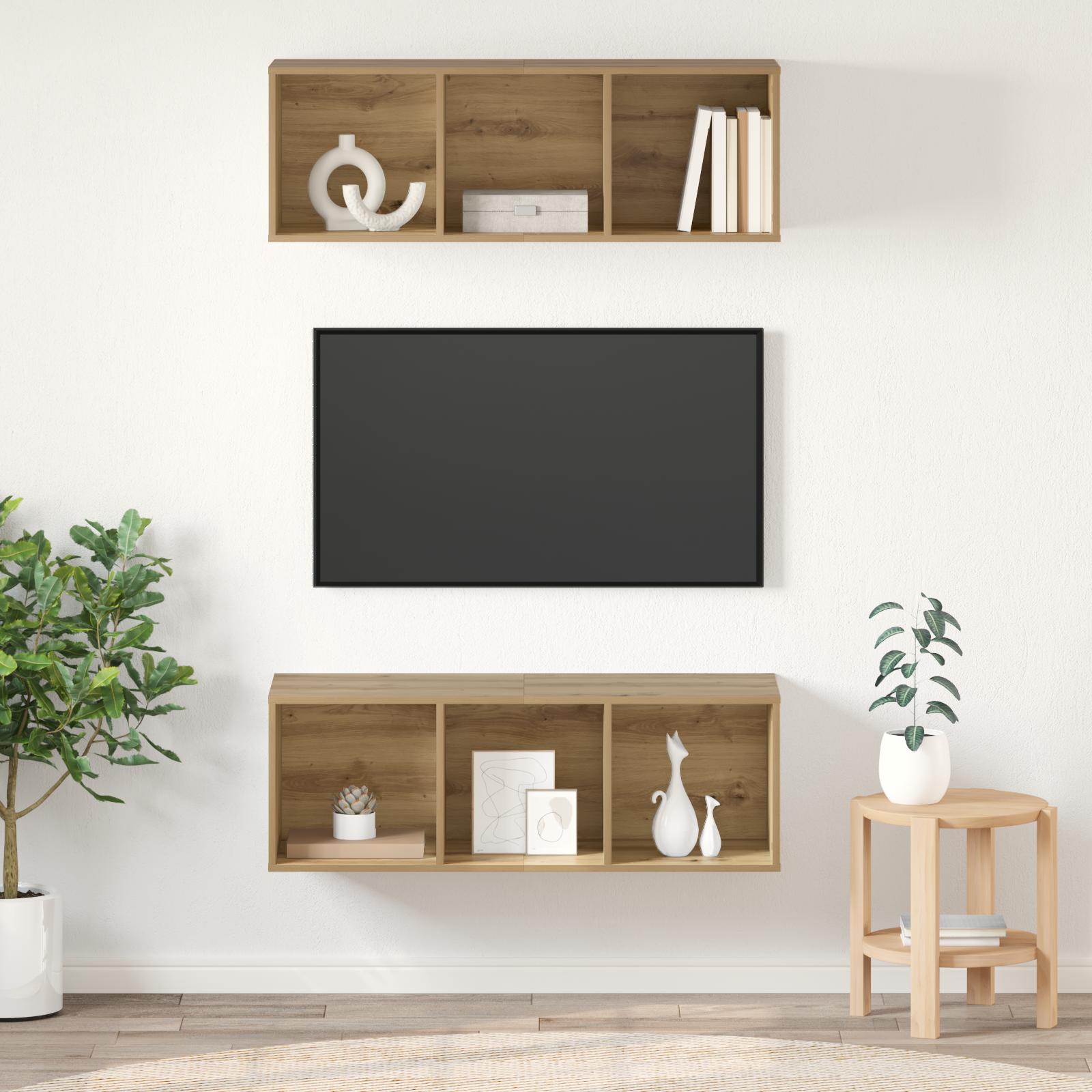 Væghængte TV skabe 2 stk artisan eg 37 x 37 x 107 cm