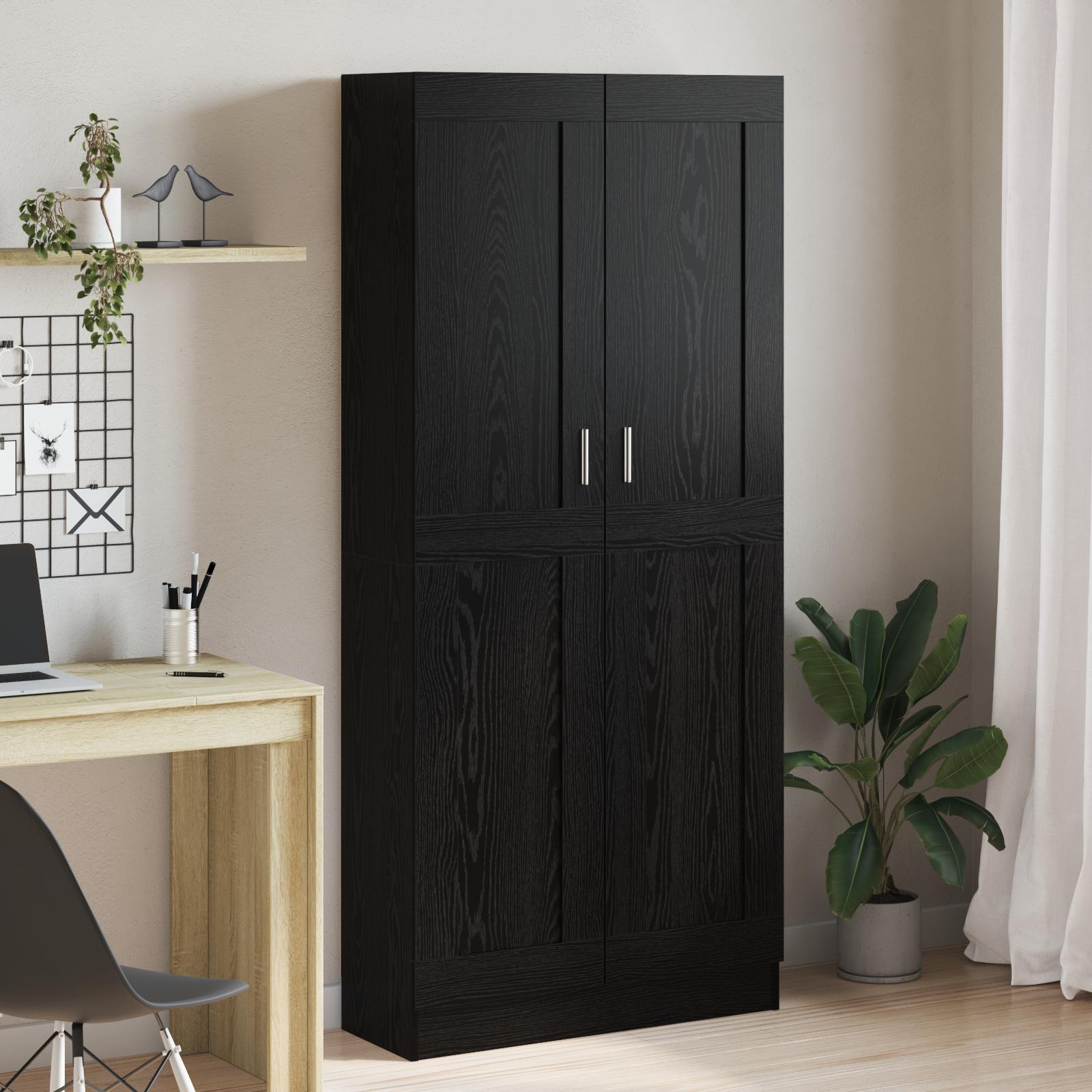 Bogskab Sort eg 82.5 x 30.5 x 185 cm Konstrueret træ