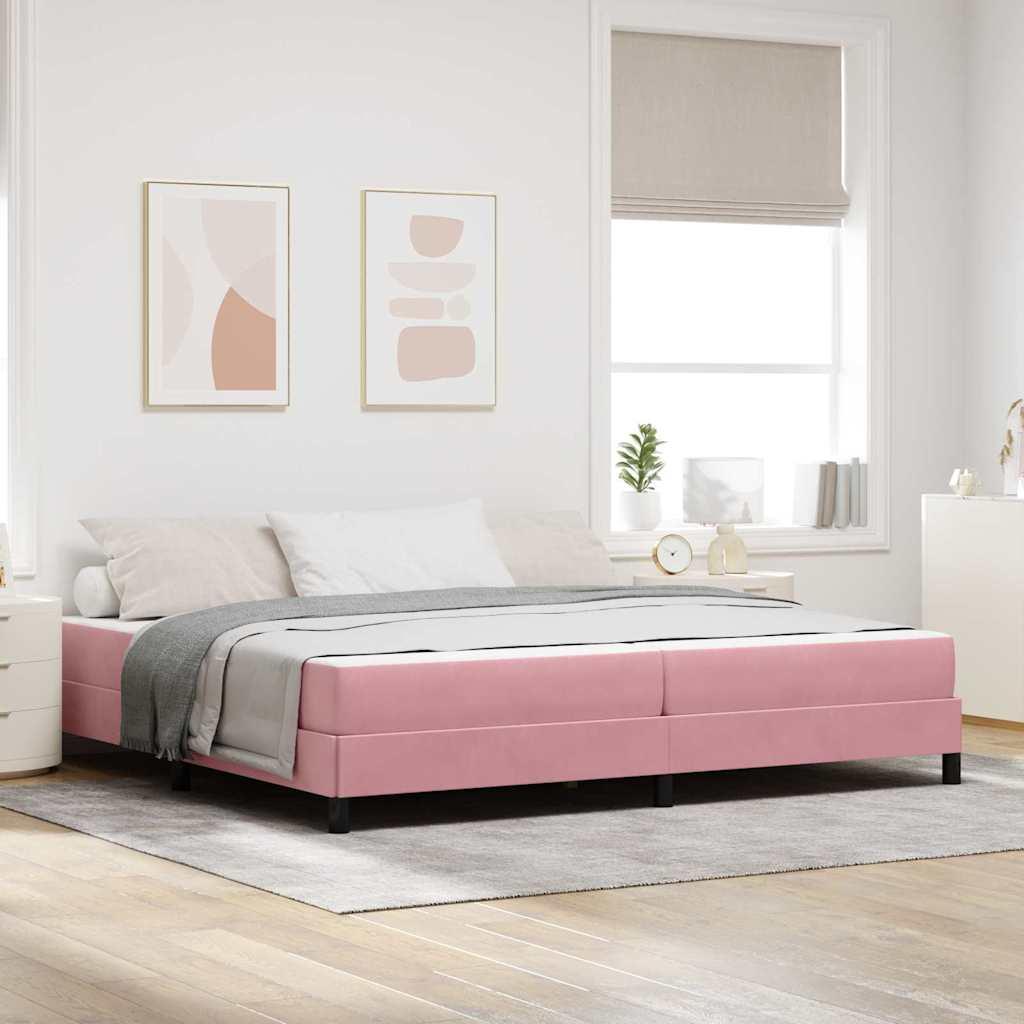 Boxmadras Med Topmadras Med Madras Lyserød 200 X 200 Cm Fløjl