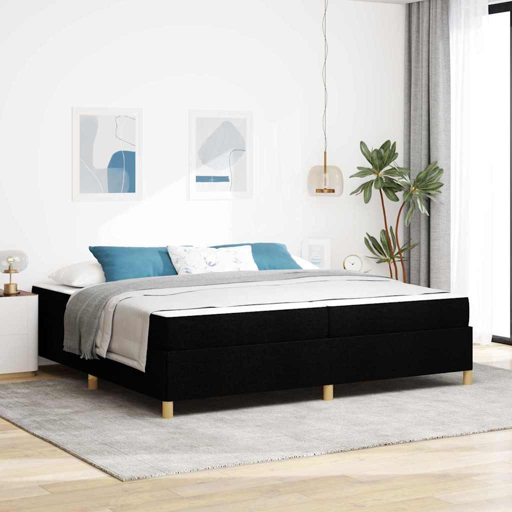 Box Spring Seng Sort Og Hvid Og Sort 200 X 200 Cm Stof