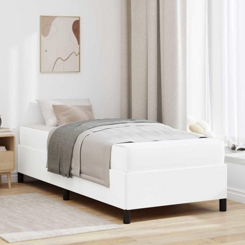 Sengestel med madras - hvid stof 80 × 200 cm