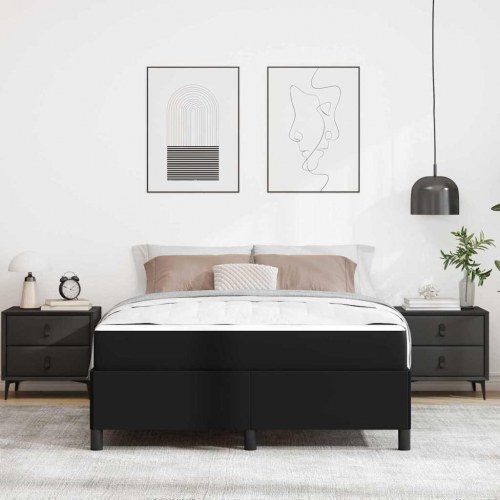 Sengestel med madras - sort stof 140 x 200 cm