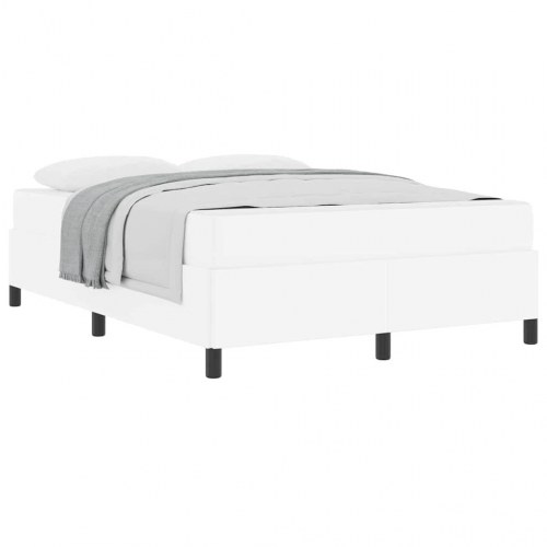 Sengestel med madras - hvid stof 140 × 200 cm