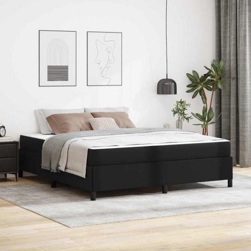 Sengestel med madras - sort stof 180 x 200 cm