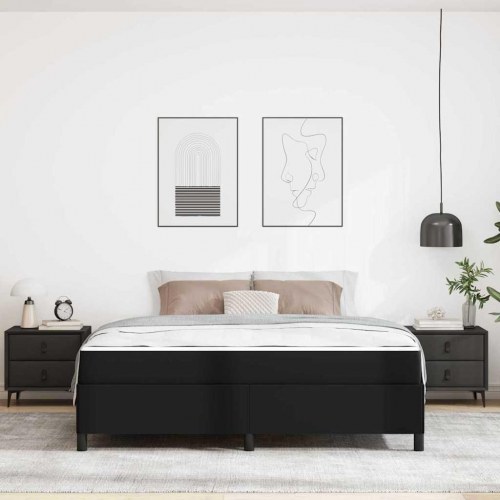 Sengestel med madras - sort stof 180 x 200 cm