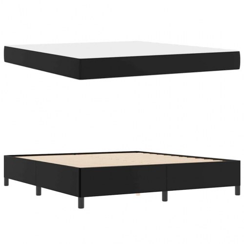 Sengestel med madras - sort stof 180 x 200 cm