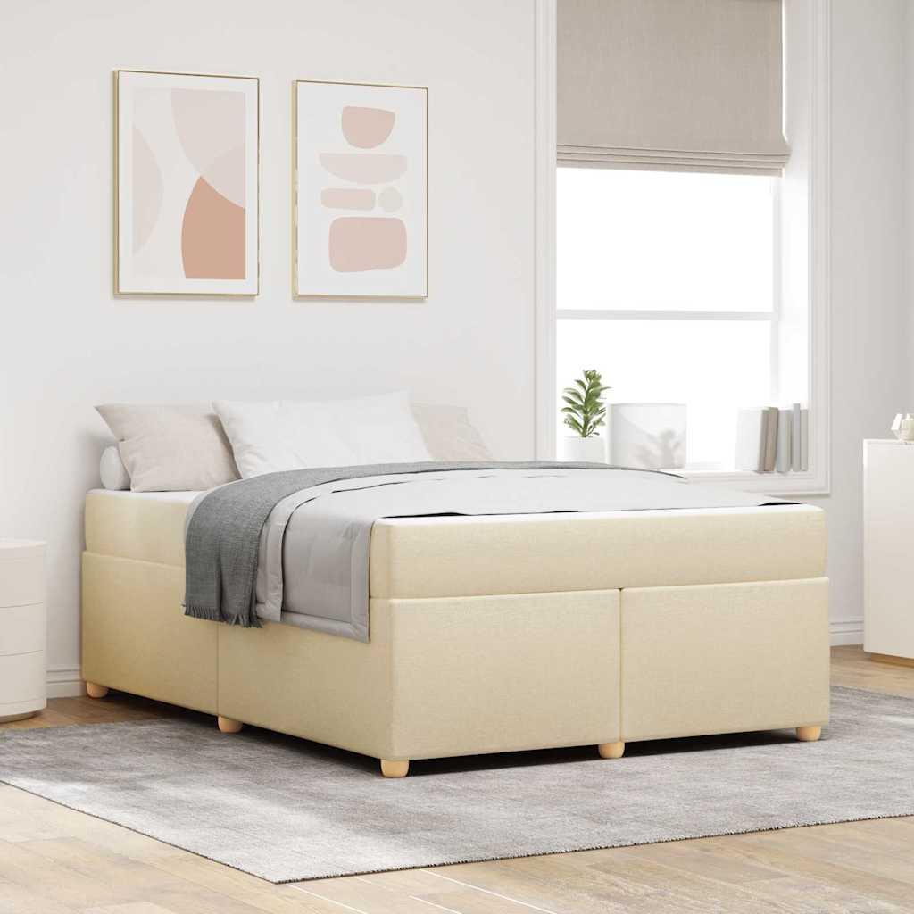 Sengestel med madras Creme 140 x 200 cm Stof
