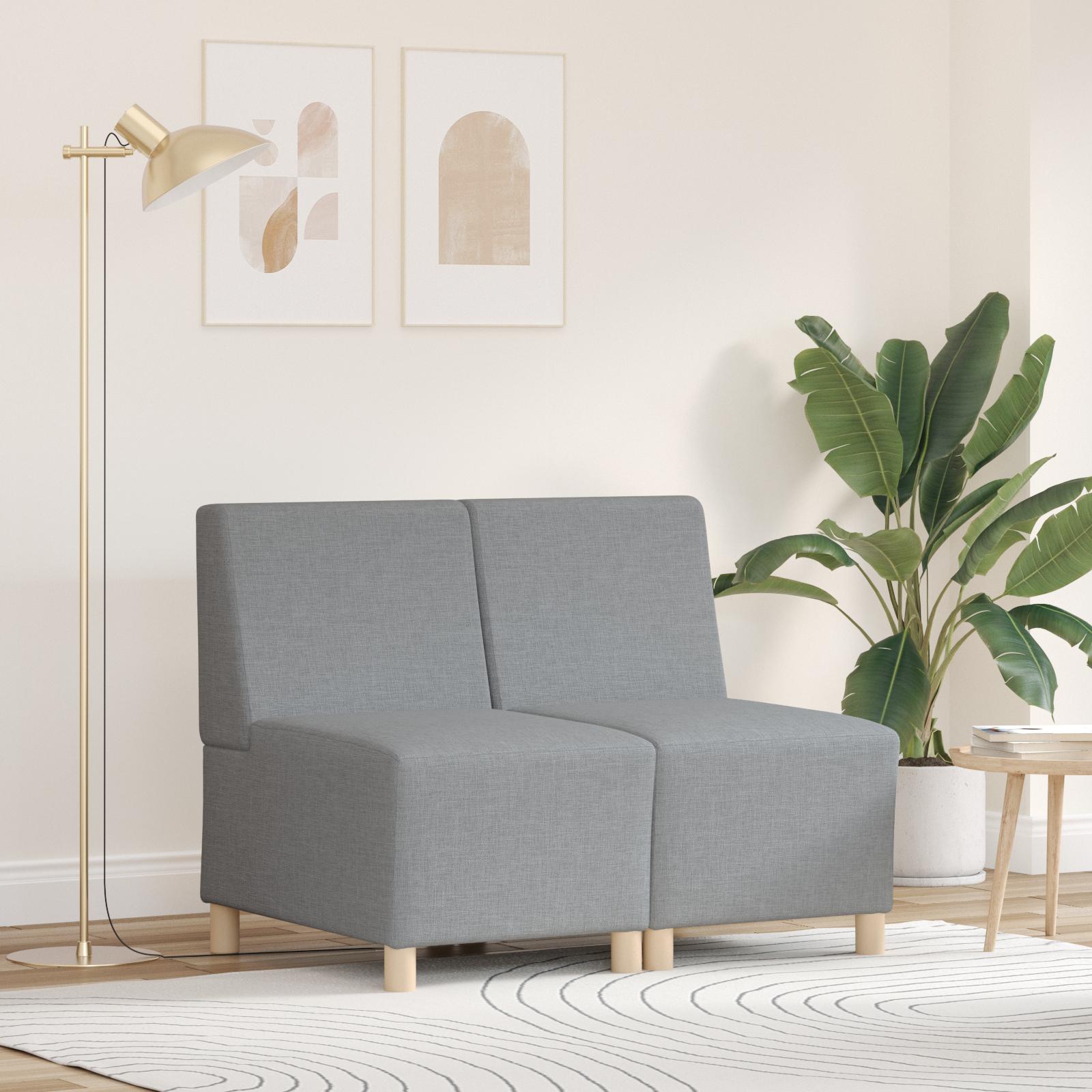 Modulsofa uden armlæn - 2 enheder i lysegrå stof, 55 × 74 × 82 cm