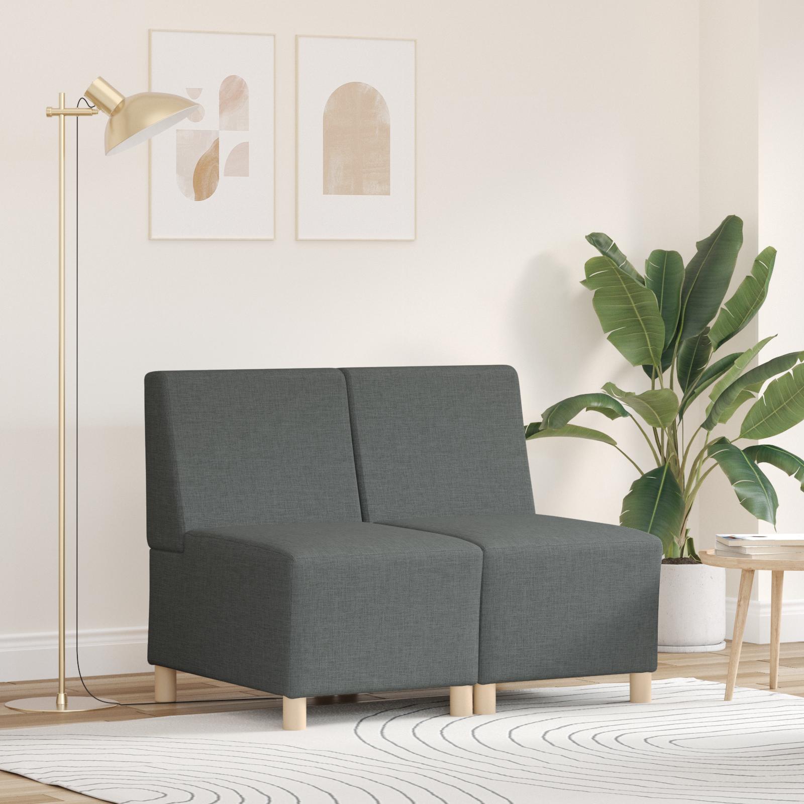 Modulsofa uden armlæn - 2 enheder i stof, mørkegrå 55 × 74 × 82 cm
