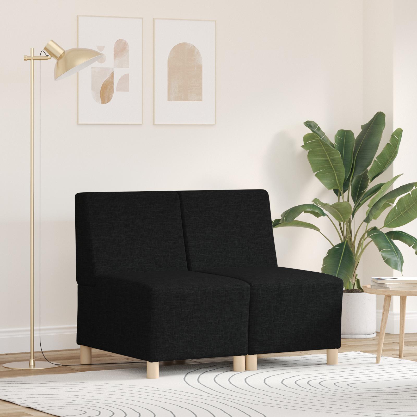Modulsofa uden armlæn - 2 enheder, sort stof, 55 × 74 × 82 cm