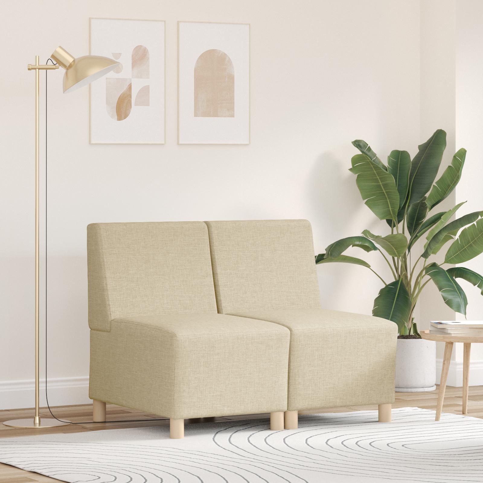Modulsofa uden armlæn - 2 sæder, creme stof, 55 × 74 × 82 cm