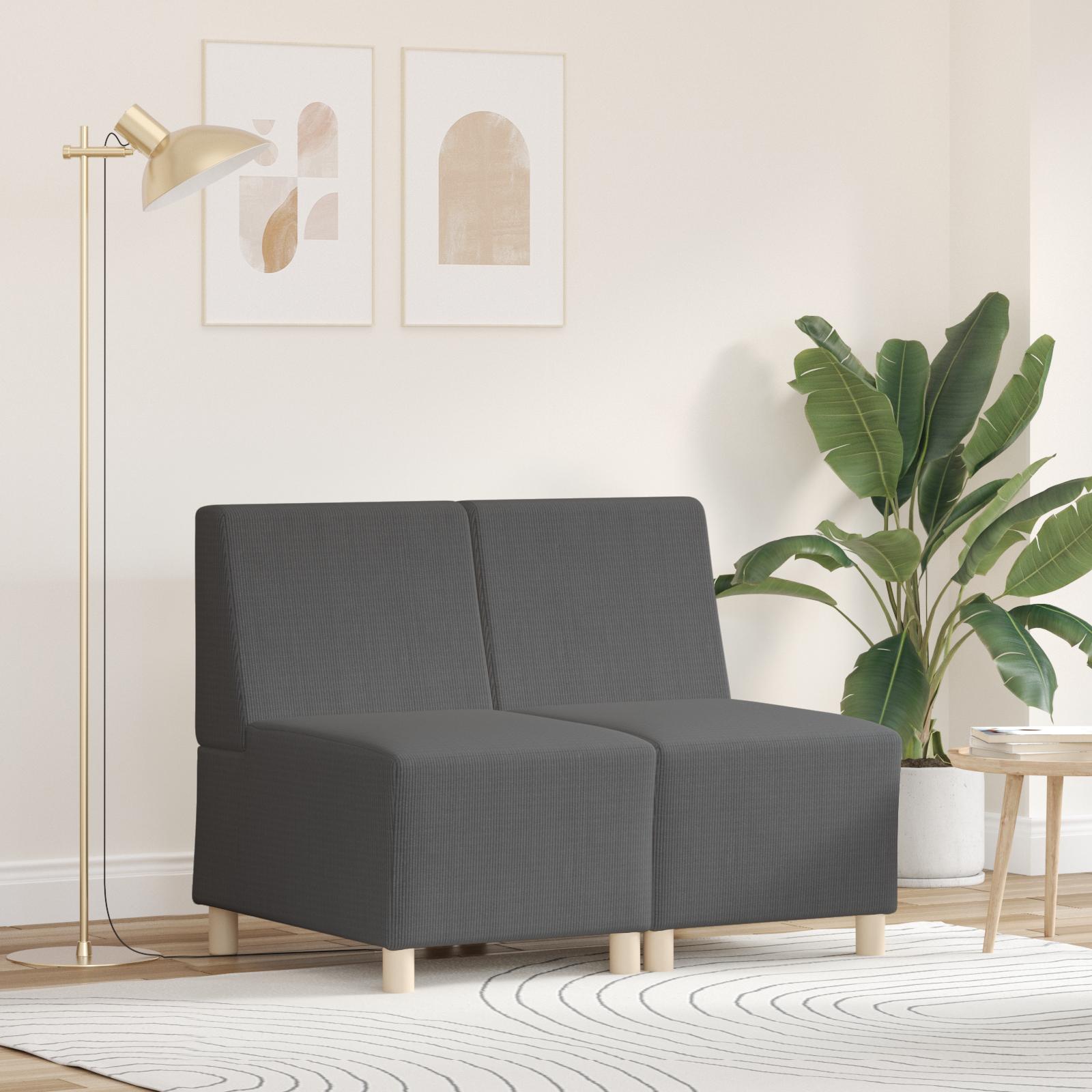 Modulsofa uden armlæn - 2 enheder, mørkegrå 55 × 74 × 82 cm