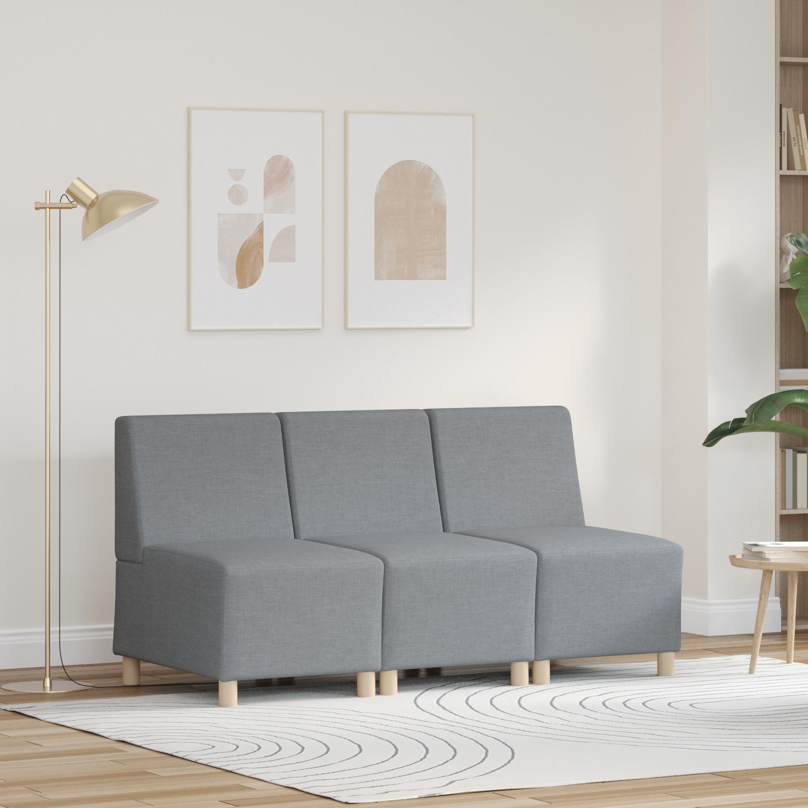 Modulsofa uden armlæn - 3 enheder, lysegrå stof 55 × 74 × 82 cm