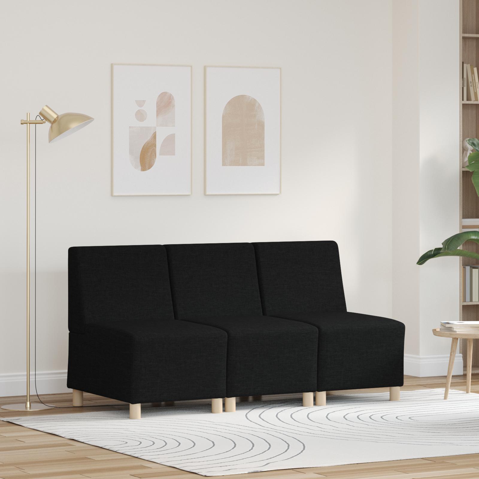 Modulsofa uden armlæn - 3 enheder i sort stof, 55 × 74 × 82 cm