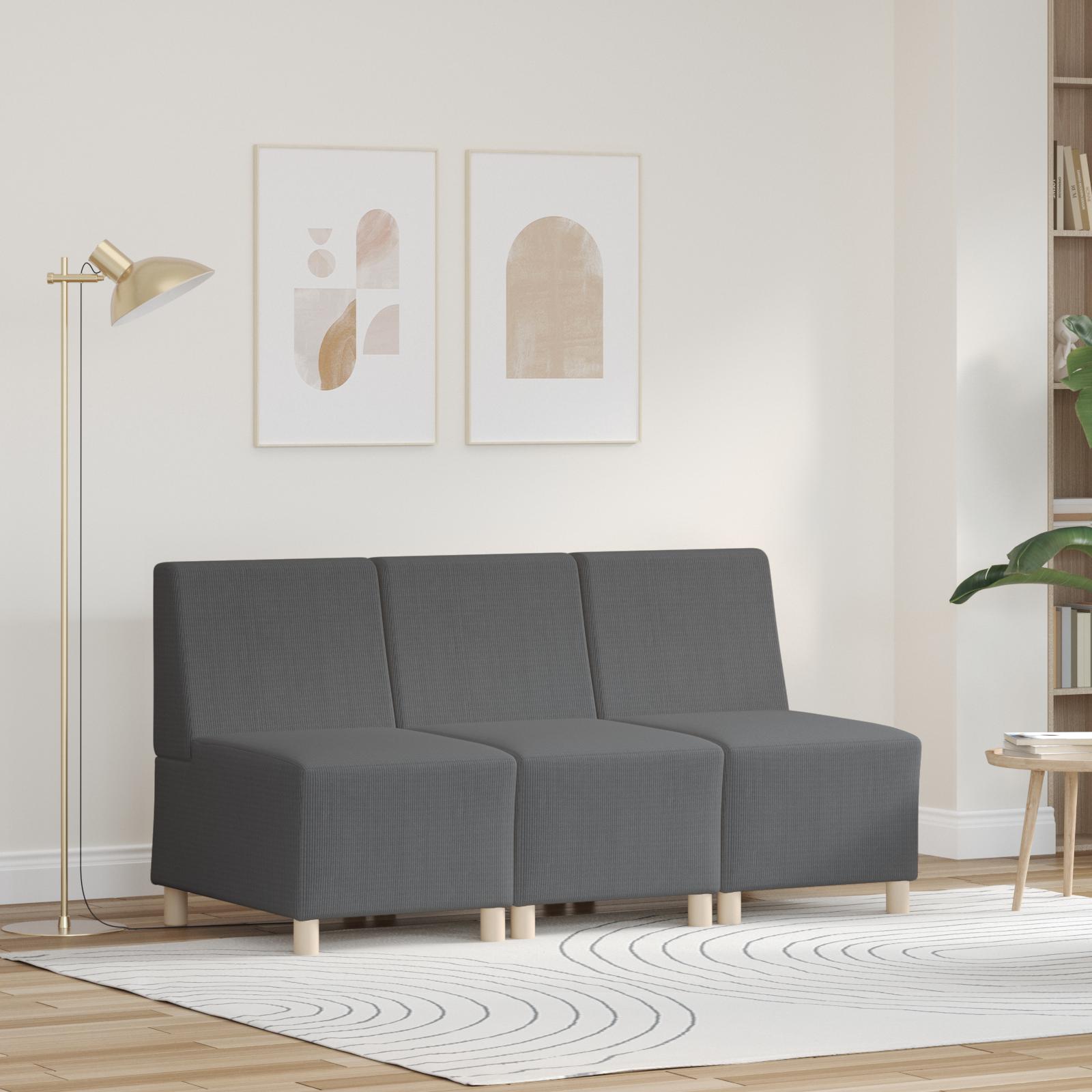 Modulsofa uden armlæn - sæt med 3 enheder, mørkegrå 55 × 74 × 82 cm