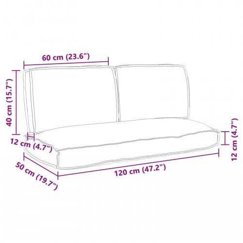 Palle Pudesæt 3 stk Kongelig blå 120 x 50 x 12 cm Oxford stof
