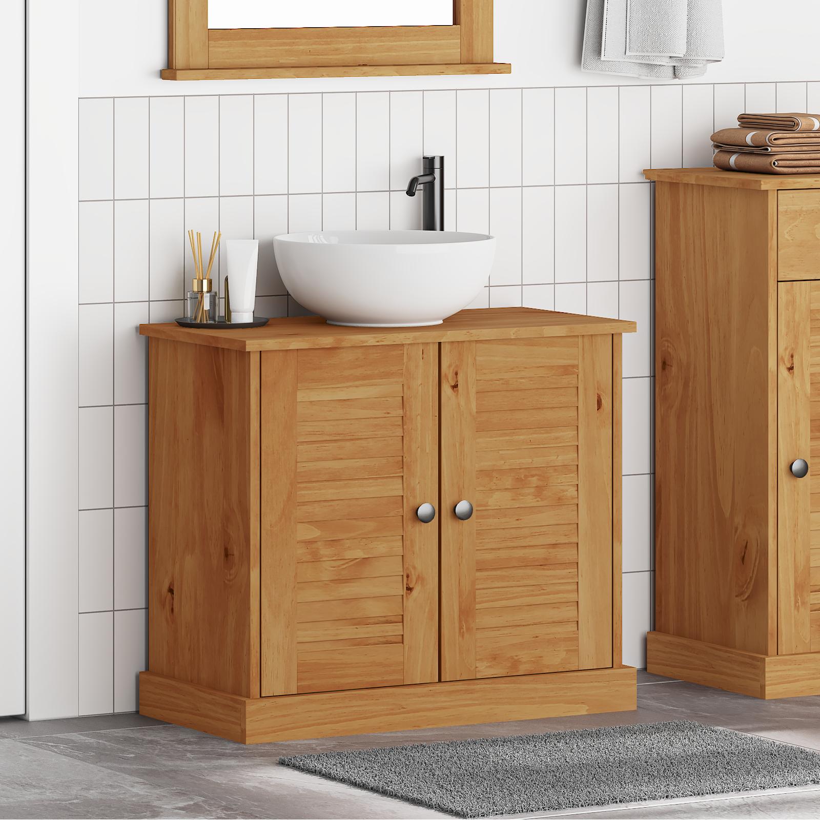 vidaXL Vaskeskab VIGO Brun og honningbrun 68 x 34 x 59 cm