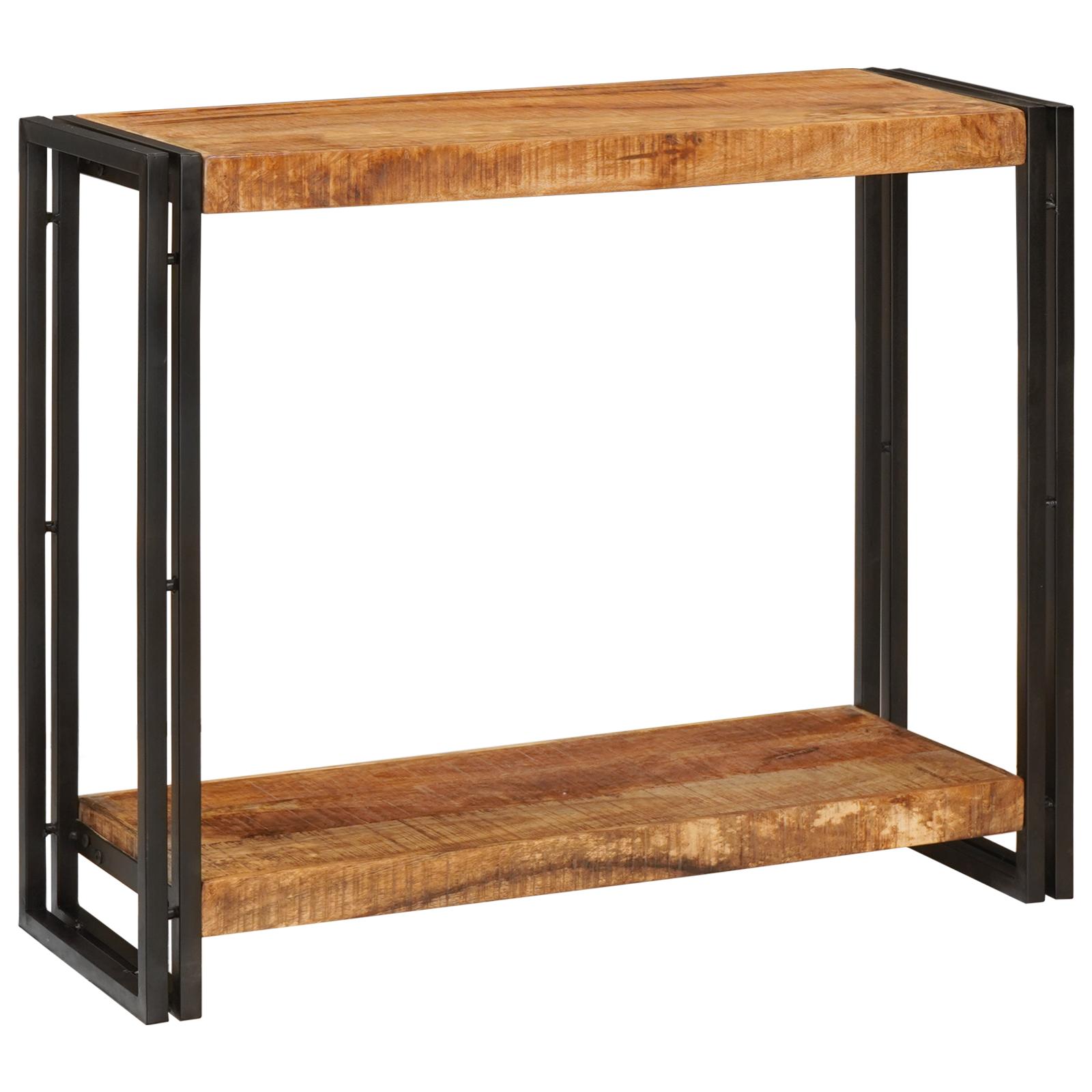 Konsolbord med hylde Brun 90 x 33 x 75 cm Massivt ru mangotræ