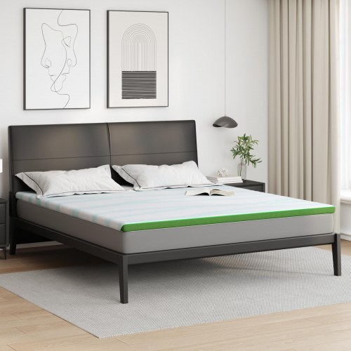 Topmadras hvid og grøn 200 x 200 cm i jacquardstof